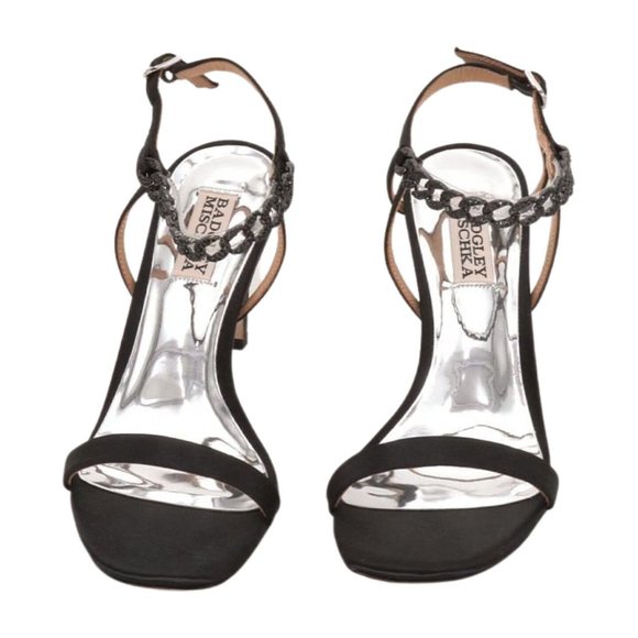 Badgley Mischka Womens Kai Heeled Sandal, Black Satin, 6.5 - Picture 4 of 8